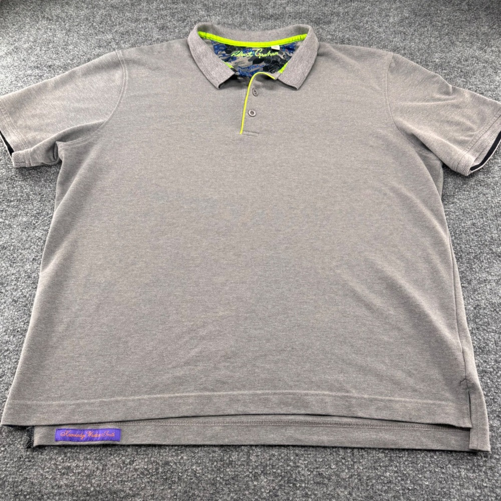 Robert Graham Polo Shirt Men XL Knowledge Wisdom Truth Cotton Blend Classic Gray - Picture 3 of 10